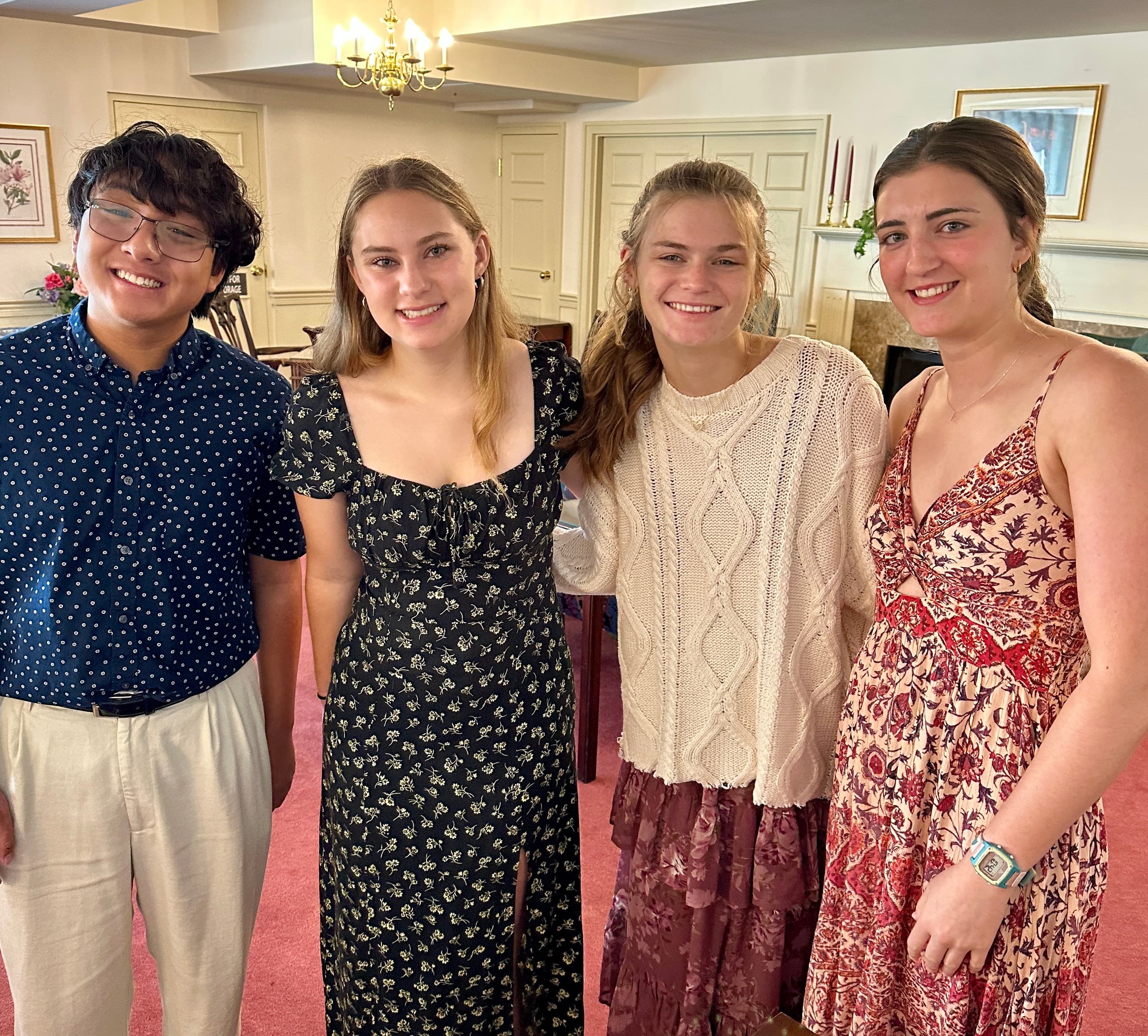 Young people gathered in the church parlor